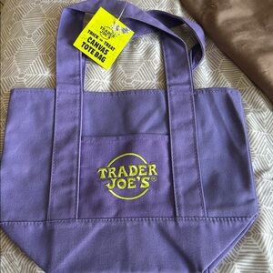 Trader Joe’s Purple Canvas Mini Tote Bag BRAND NEW WITH TAG